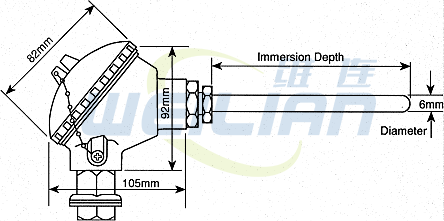 TC10系列鎧裝熱電偶外形尺寸 上海維連電子